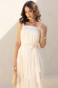 Vestido Felicia Com Alça e Faixa - Bege
