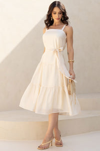 Vestido Felicia Com Alça e Faixa - Bege