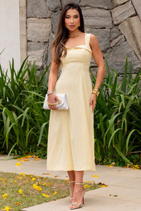 Vestido Rochele Midi Com Alça Larga - Amarelo