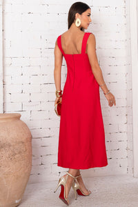 Vestido Rochele Midi Com Alça Larga - Vermelho