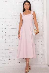 Vestido Rochele Midi Com Alça Larga - Rosa