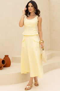 Conjunto Darlene Blusa Saia Com Zíper - Amarelo