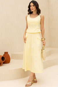 Conjunto Darlene Blusa Saia Com Zíper - Amarelo