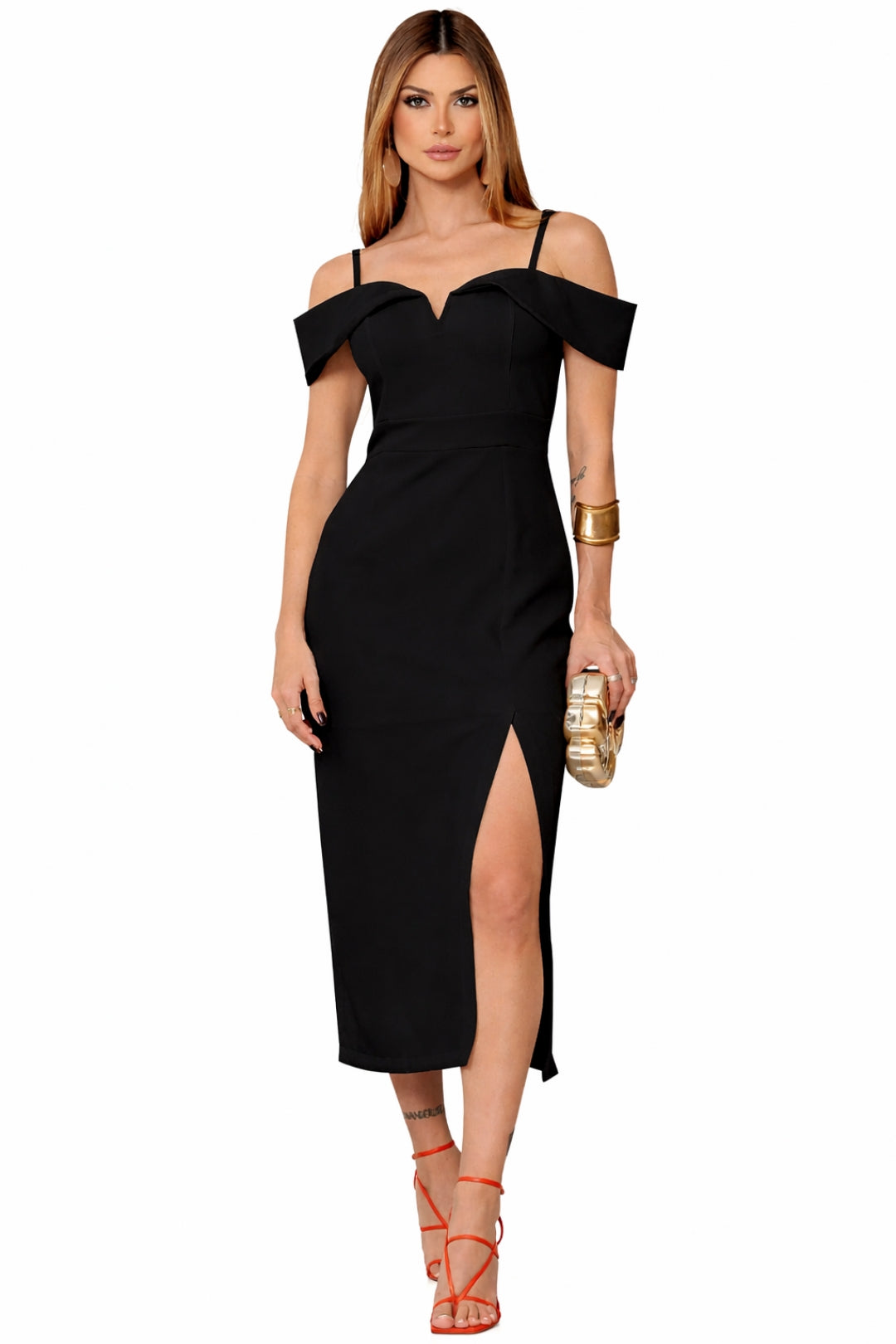 Vestido Clarita Midi - Preto
