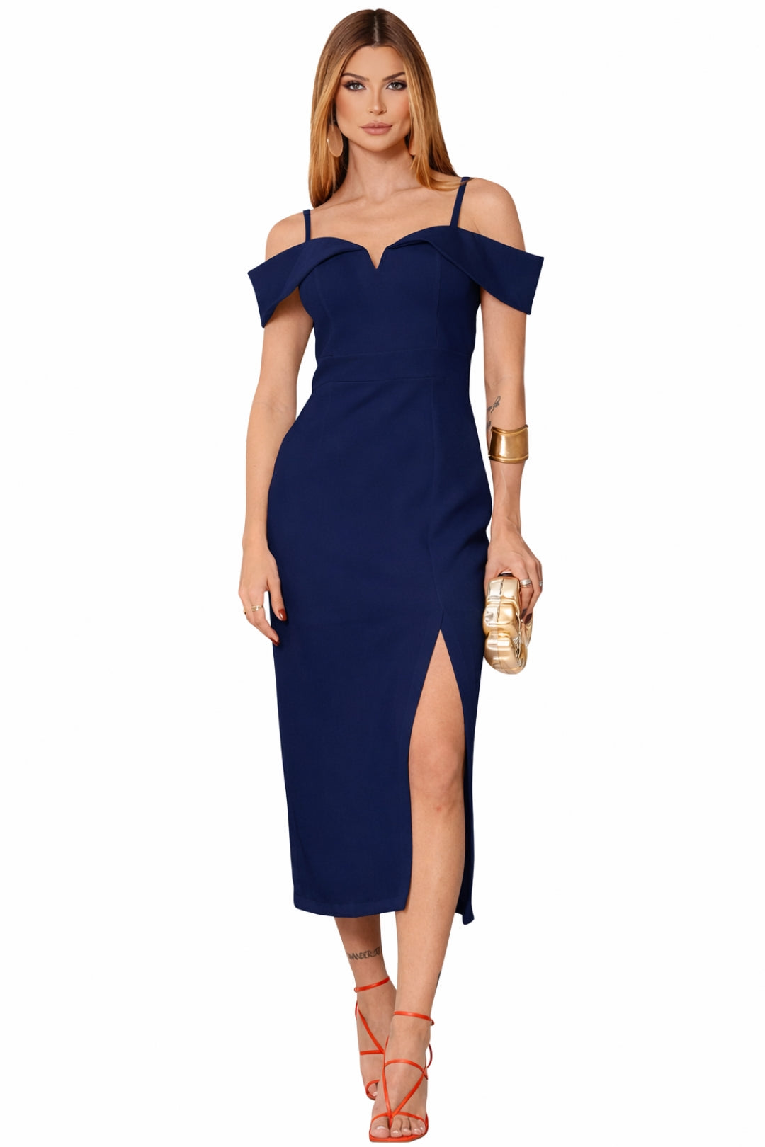 Vestido Clarita Midi - Azul Marinho