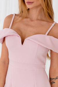 Vestido Clarita Midi Ombro a Ombro Com Alça - Rosê