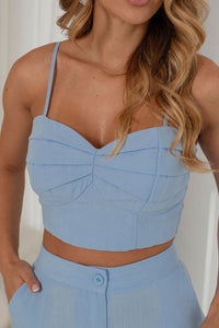 Conjunto Emily Cropped Com Calça - Azul