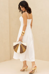 Vestido Elizandra Com Alça Fina e Prega no Busto - Off White