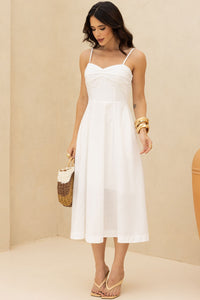 Vestido Elizandra Com Alça Fina e Prega no Busto - Off White