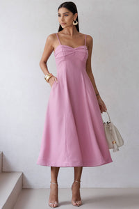 Vestido Elizandra Com Alça Fina e Prega no Busto - Rose