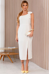 Vestido Celiny Midi Com Detalhe Flor - Off White