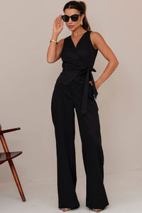 Conjunto Melina Calça e Blusa Transpassada - Preto