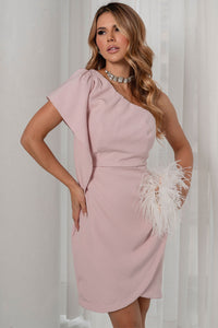 Vestido Giovanna Tubinho Um Ombro Só Com Zíper Lateral - Rosa