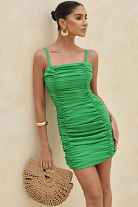 Vestido Ivoni Midi Tubinho Franzido Com Alça - Verde