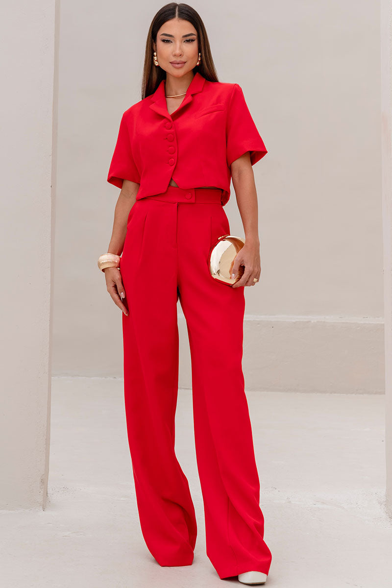 Spencer Shirley Manga Curta Botões - Vermelho