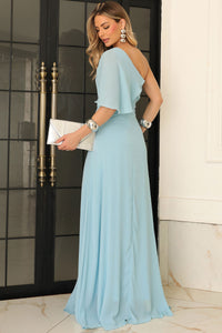 Vestido Jamile Longo Um Ombro Só - Azul