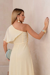 Vestido Jamile Longo Um Ombro Só - Amarelo