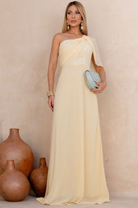Vestido Jamile Longo Um Ombro Só - Amarelo