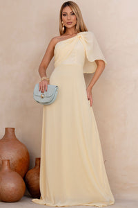 Vestido Jamile Longo Um Ombro Só - Amarelo