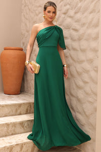Vestido Jamile Longo Um Ombro Só - Verde