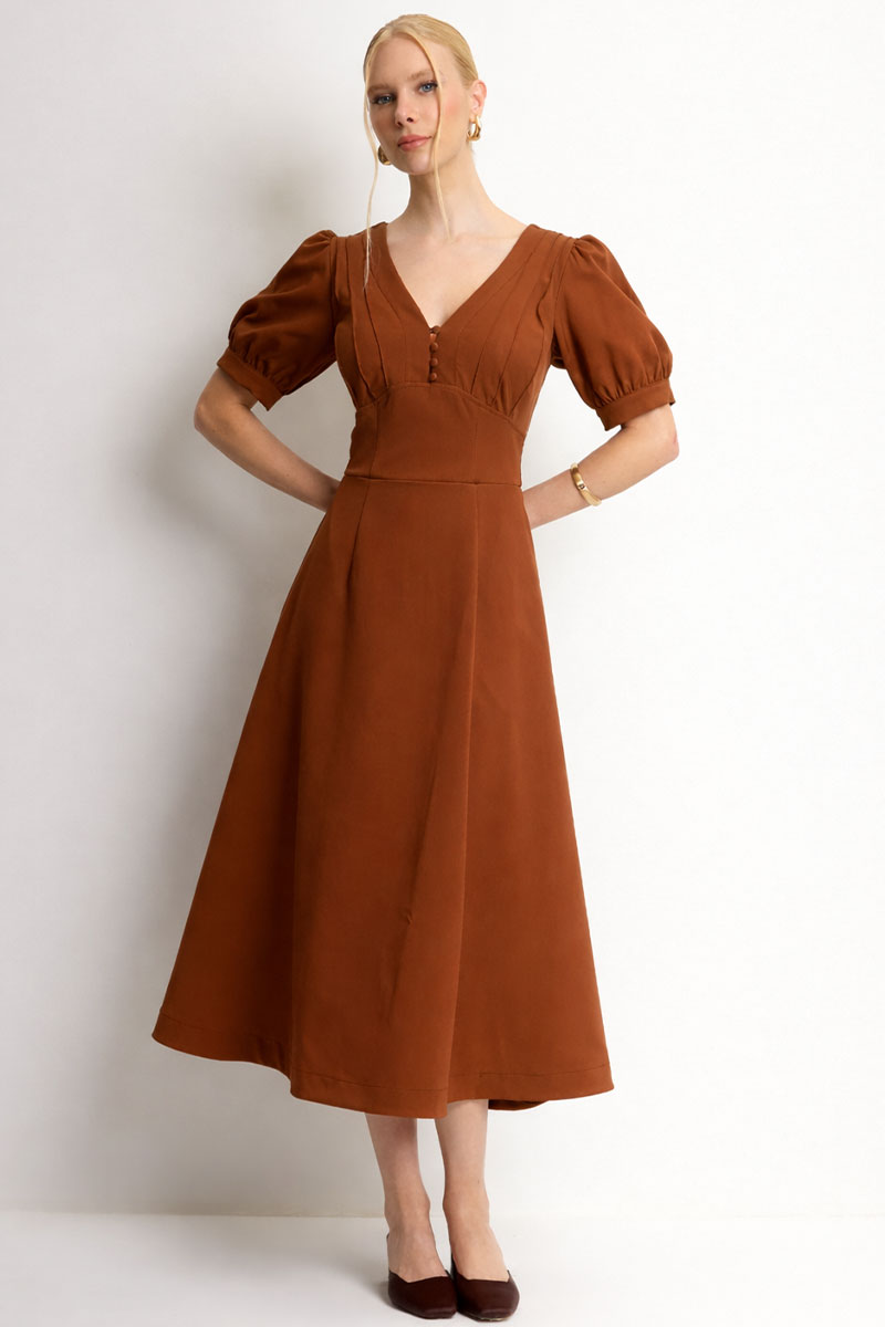 Vestido Isaura Midi - Marrom