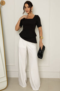 Blusa Alexia Manga Curta Com Zíper nas Costas - Preto