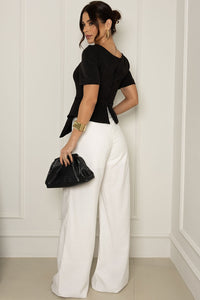 Blusa Alexia Manga Curta Com Zíper nas Costas - Preto