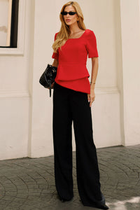 Blusa Alexia Manga Curta Com Zíper nas Costas - Vermelho