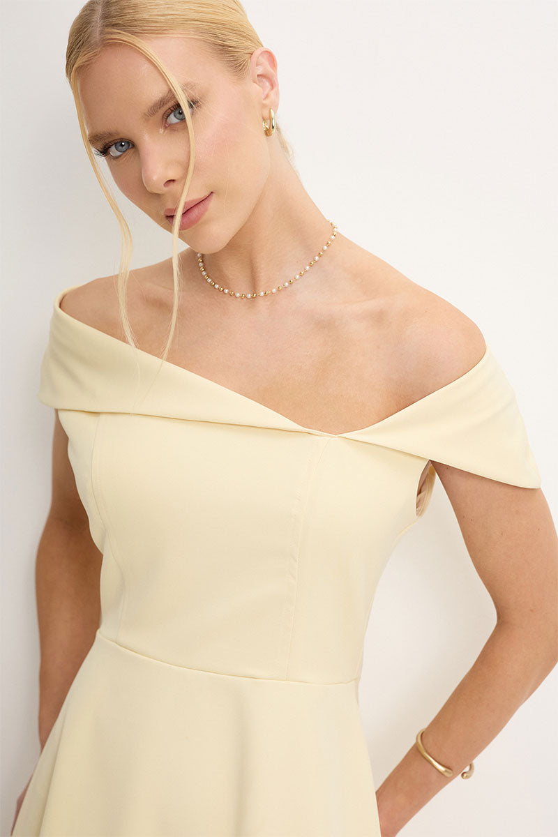 Vestido Antônia Ombro a Ombro - Amarelo