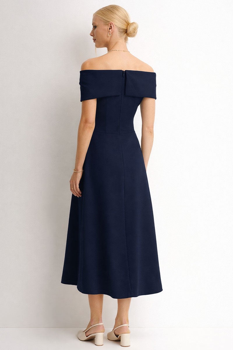 Vestido Antônia Ombro a Ombro - Azul Marinho