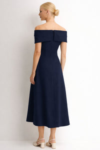 Vestido Antônia Ombro a Ombro - Azul Marinho