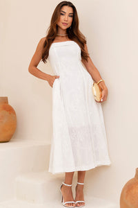 Vestido Loren Bordado Com Alça, Bolso e Zíper - Branco