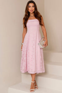 Vestido Loren Bordado Com Alça, Bolso e Zíper - Rosa