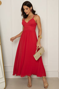 Vestido Antonella Midi Liso Com Zíper nas Costas - Vermelho