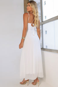 Vestido Antonella Midi Liso Com Zíper nas Costas - Off White