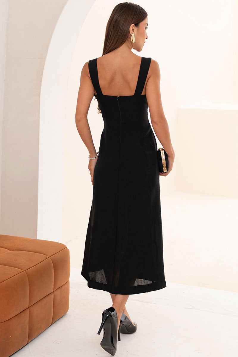 Vestido Francisca Midi Com Alça Larga - Preto