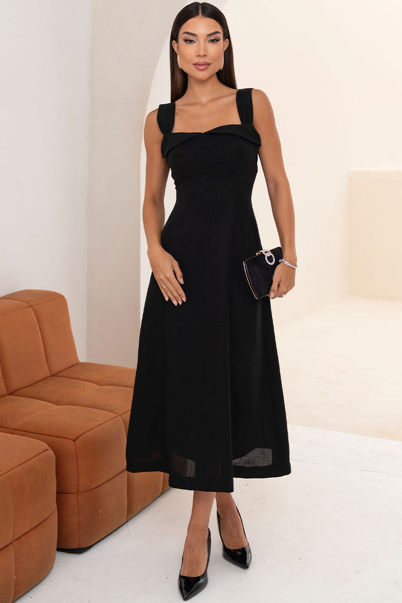 Vestido Francisca Midi Com Alça Larga - Preto