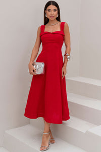 Vestido Francisca Midi Com Alça Larga - Vermelho