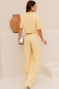 Calça Selena Alfaiataria Com Bolso Frente - Amarelo