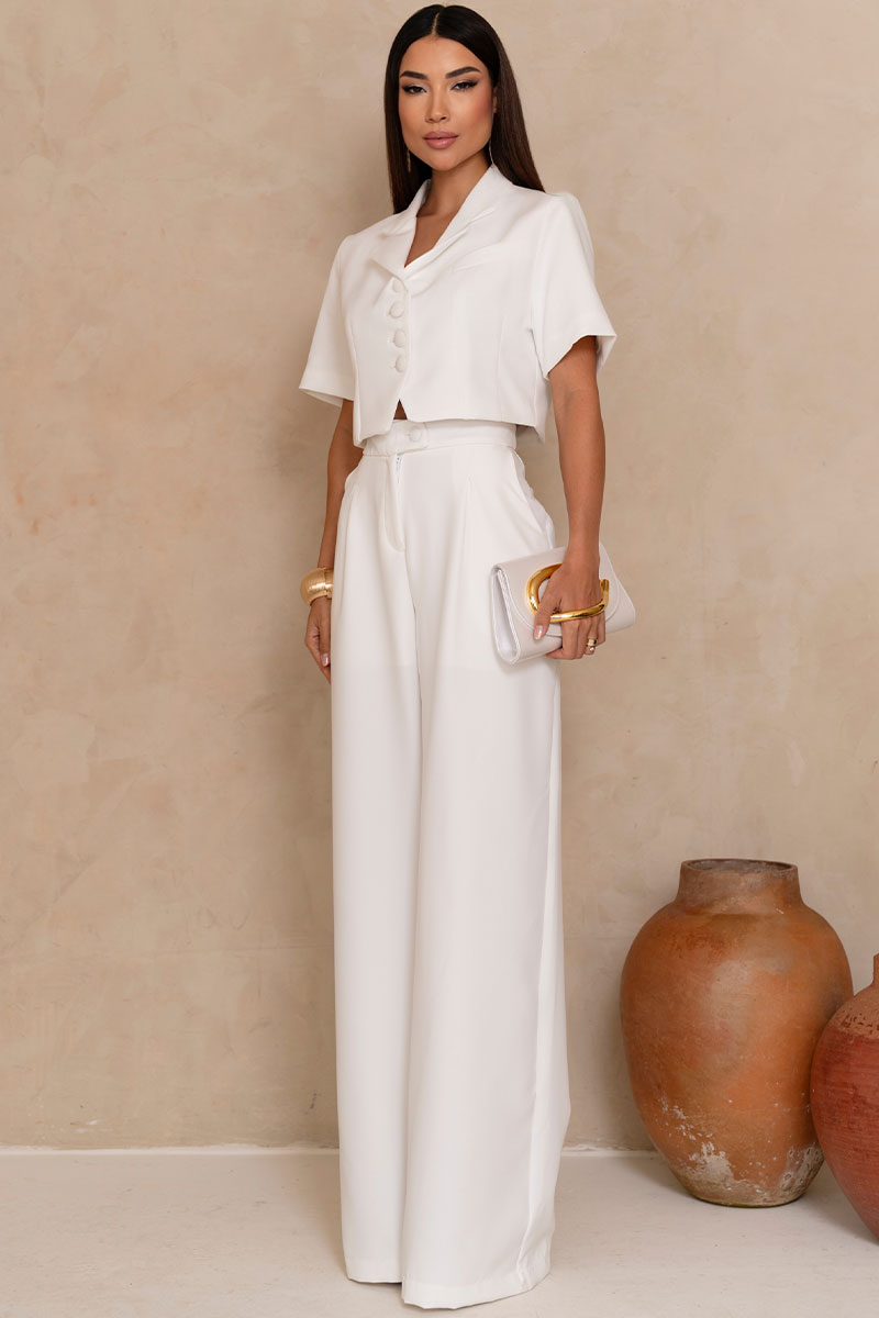 Calça Selena Alfaiataria Com Bolso Frente - Branco