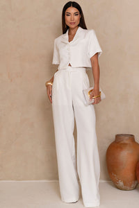 Calça Selena Alfaiataria Com Bolso Frente - Branco