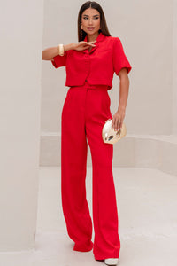 Calça Selena Alfaiataria Com Bolso Frente - Vermelho