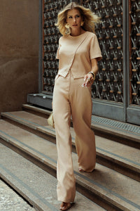 Calca Graça Alfaiataria Com Botões - Bege