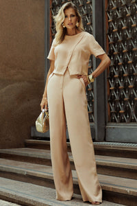 Calca Graça Alfaiataria Com Botões - Bege