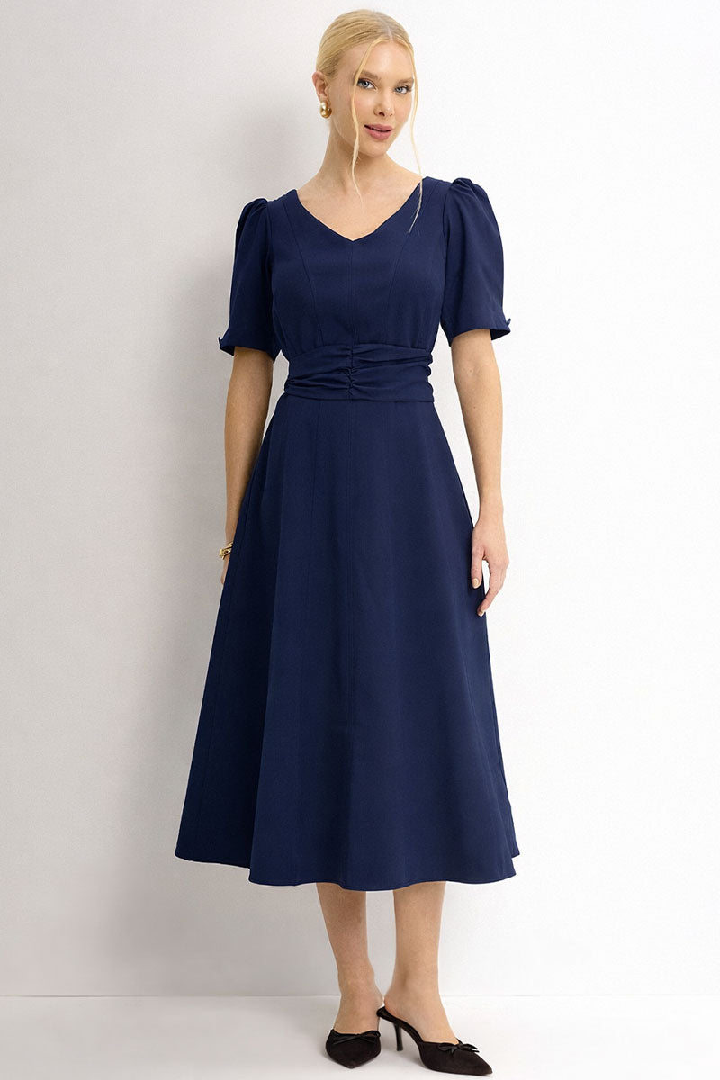 Vestido Florinda Midi - Azul Marinho