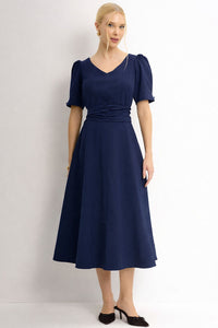 Vestido Florinda Midi - Azul Marinho
