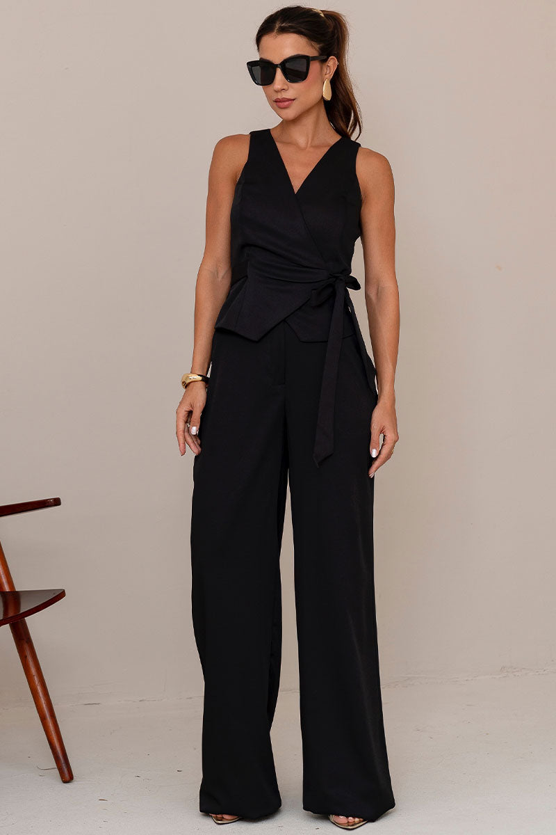 Calça Isabely Alfaiataria Com Bolso - Preto