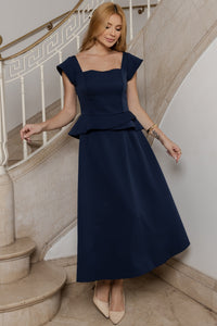 Vestido Perola Midi - Azul Marinho