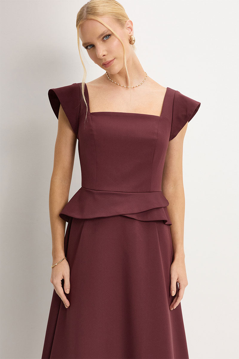 Vestido Perola Midi - Vinho
