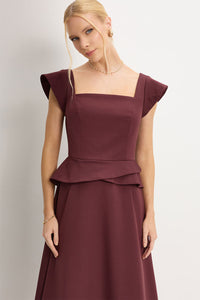 Vestido Perola Midi - Vinho
